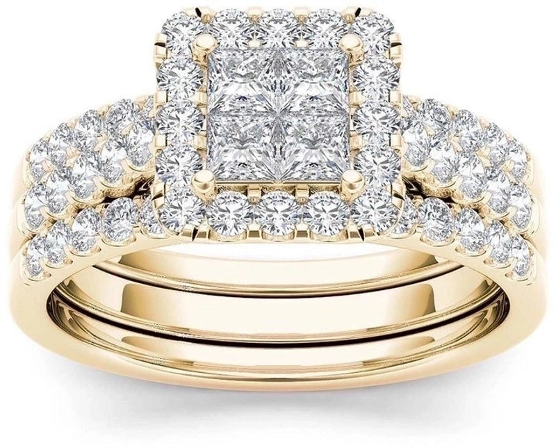 Fashion Flower Alloy Plating Artificial Gemstones Women\'S Ring Sets