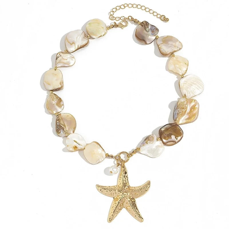 Marine Style Starfish Imitation Pearl Alloy Shell Women\'s Jewelry Set