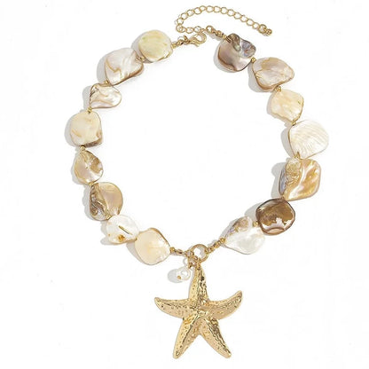 Marine Style Starfish Imitation Pearl Alloy Shell Women\'s Jewelry Set