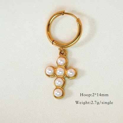 6 Pieces Minimalist Classic Style Heart Shape Plating Inlay 304 Stainless Steel Rhinestones Drop Earrings