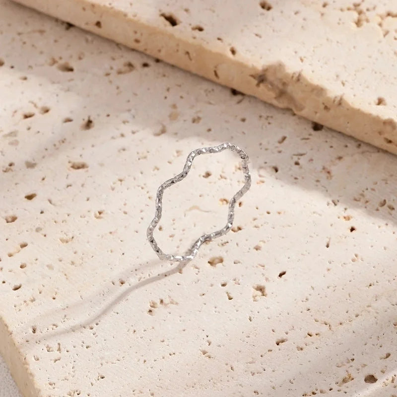 Minimalist Classic Style Waves Solid Color Titanium Steel Rings