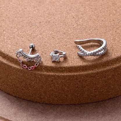 1 Piece Ear Cartilage Rings & Studs Sweet Minimalist Geometric Flower 316L Stainless Steel Copper Plating Inlay Zircon