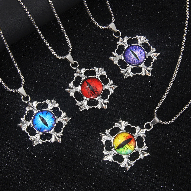 Hip-Hop Devil's Eye Snowflake 201 Stainless Steel Alloy Men's Pendant Necklace