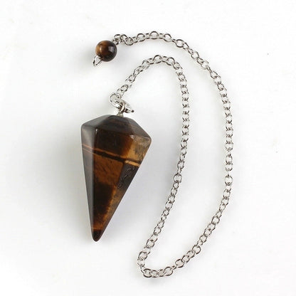 Fashion Hexagonal Pyramid Alloy Natural Stone Cable Chain Pendant Necklace In Bulk