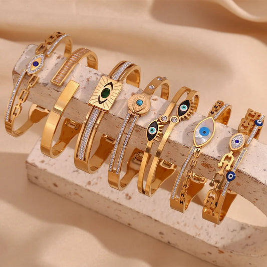 Fashion Circle Stainless Steel 18K Gold Plated Bangles