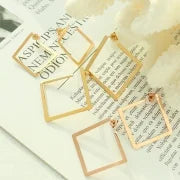 Fashion Square Plating 304 Stainless Steel No Inlaid 18K Gold Plated Earrings