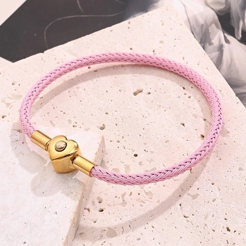 Casual Minimalist Classic Style Simple Solid Color 304 Stainless Steel Wire Rope 18K Gold Plated Bracelets In Bulk