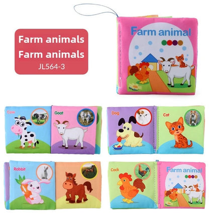 Hot Sale Enlightenment Early Education Baby Cloth Book English Animal Transport Cognitive Book Baby Cloth Book