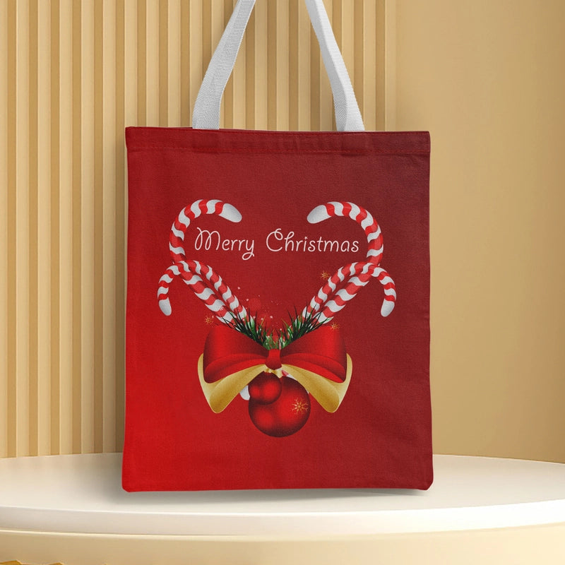 Christmas Unisex Polyester Christmas House Christmas Tree Santa Claus Cute Square Open Handbag