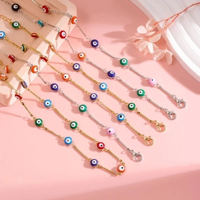 Copper Vacation Minimalist Plating Geometric Devil's Eye Bracelets Anklet Necklace