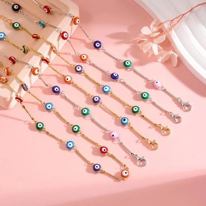 Copper Vacation Minimalist Plating Geometric Devil's Eye Bracelets Anklet Necklace