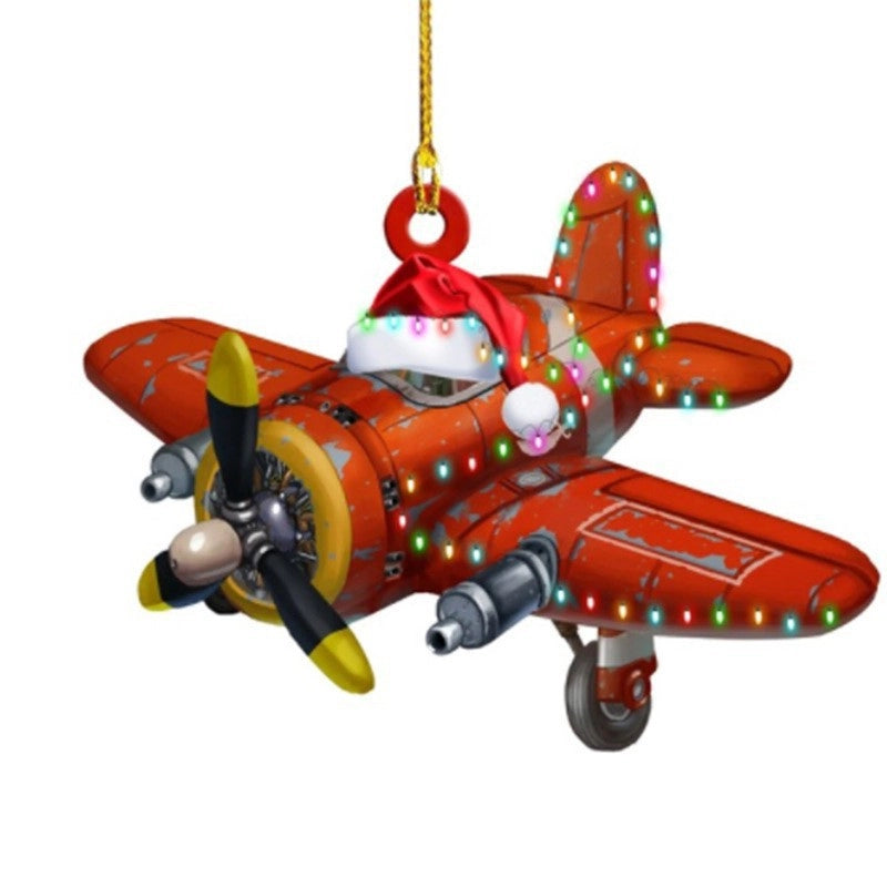 Christmas Tree Decoration Truck Steamboat Excavator Fire Truck Jeep Hanging Pendant Christmas Party Gift