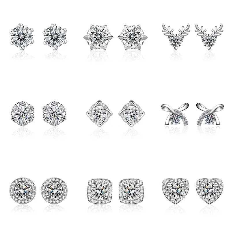1 Pair Casual Minimalist Geometric Heart Shape Inlay Copper Zircon White Gold Plated Ear Studs