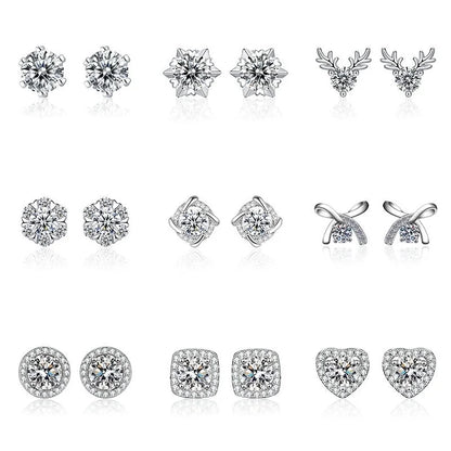 1 Pair Casual Minimalist Geometric Heart Shape Inlay Copper Zircon White Gold Plated Ear Studs