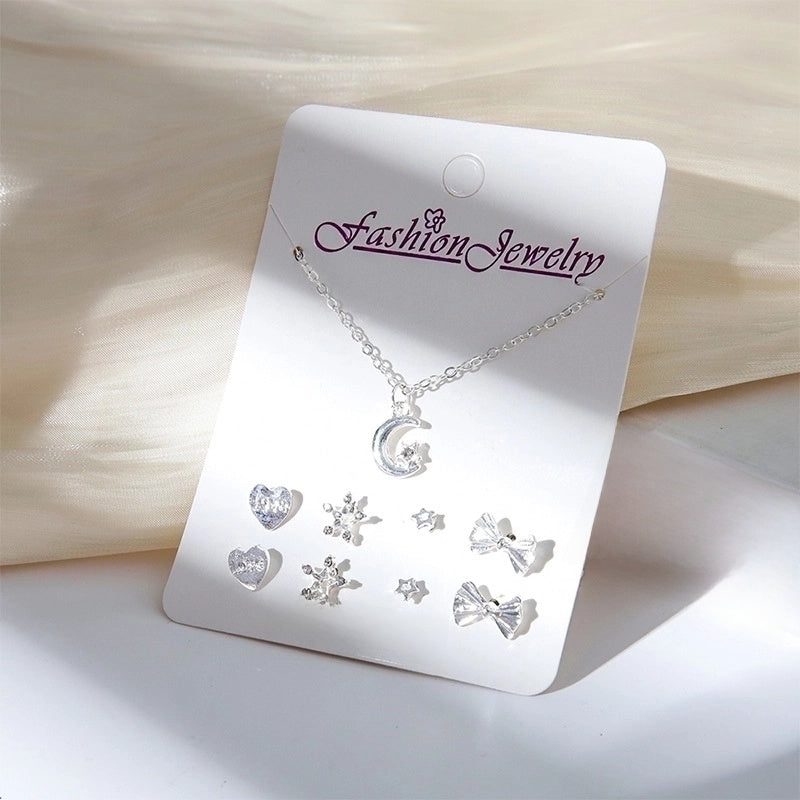 New Crystal Christmas Clavicle Chain Alloy Short Necklace Earring Set