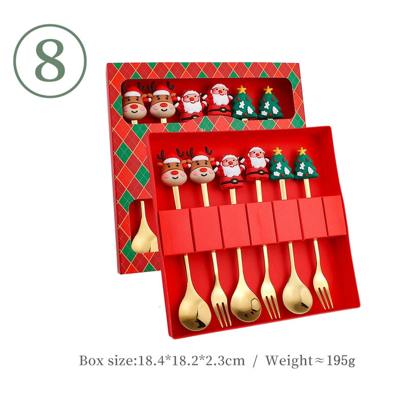 J Christmas Spoon Suit Cartoon Funny Christmas Tree Dessert Cake Spoon Creative Tableware Christmas Gift