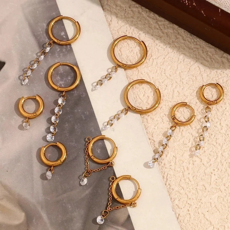 1 Pair Minimalist Geometric 304 Stainless Steel 18K Gold Plated Drop Earrings