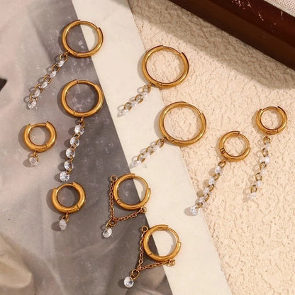 1 Pair Minimalist Geometric 304 Stainless Steel 18K Gold Plated Drop Earrings