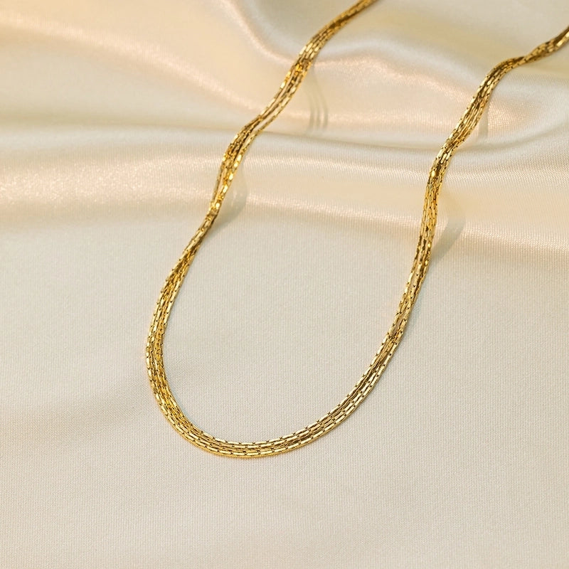 Minimalist Geometric Heart Shape Titanium Steel Shell Zircon 18K Gold Plated Inlay Layered Necklaces Necklace