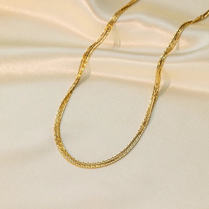 Minimalist Geometric Heart Shape Titanium Steel Shell Zircon 18K Gold Plated Inlay Layered Necklaces Necklace