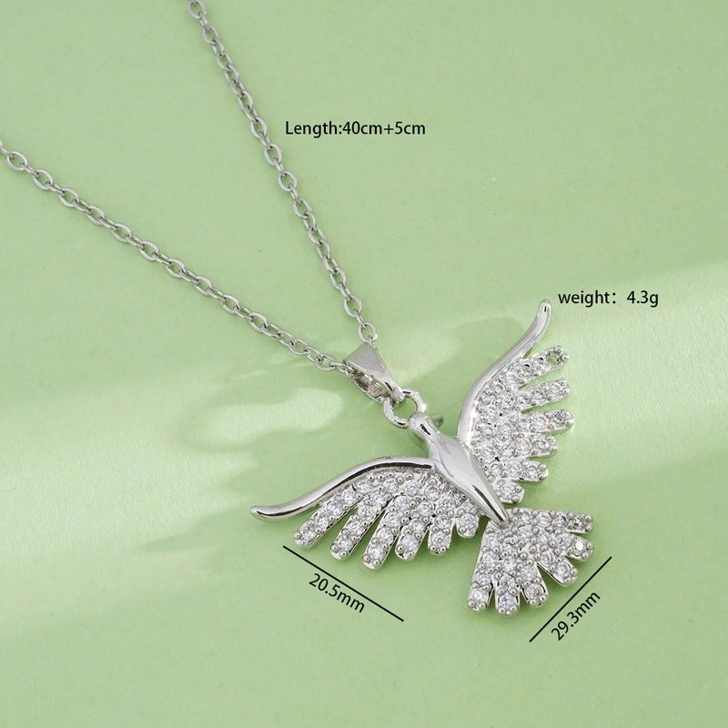 Fashion New Angel Wings Necklace Female Copper 18K Gold Pendant Plated Micro-Inlaid Light Luxury Minority Design Jewelry