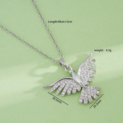 Fashion New Angel Wings Necklace Female Copper 18K Gold Pendant Plated Micro-Inlaid Light Luxury Minority Design Jewelry