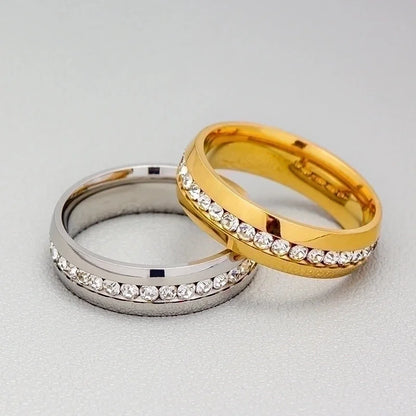 Geometric 201 Stainless Steel Rhinestone Gold Plated