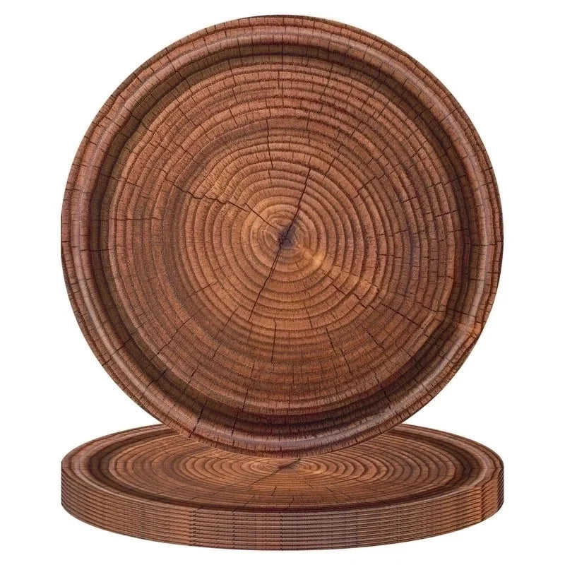 20 Pieces Christmas Retro Pastoral Wood Grain Family Gathering Party Festival Tableware