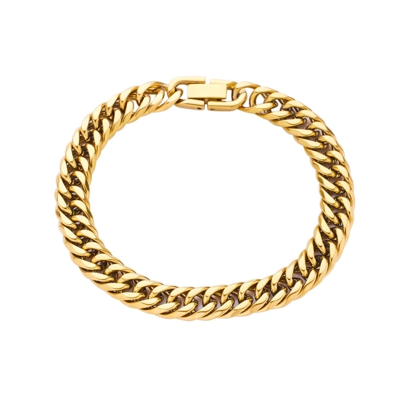 Hip-Hop Punk Geometric 304 Stainless Steel Cuban Link Chain Curb Chain Bracelets In Bulk