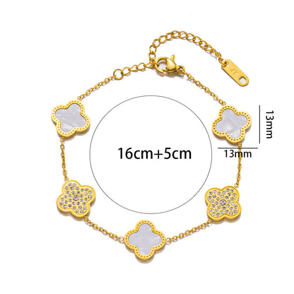 Women Quadrilateral Titanium Steel 18K Gold Plated Bracelets