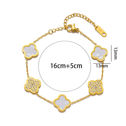 Women Quadrilateral Titanium Steel 18K Gold Plated Bracelets