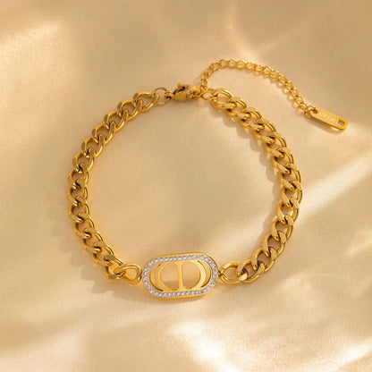 Women Casual Letter Number Text Titanium Steel Electroplating Bracelets