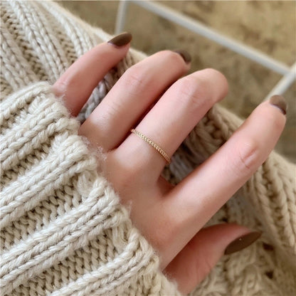 Minimalist Geometric Titanium Steel Rhinestone Rings