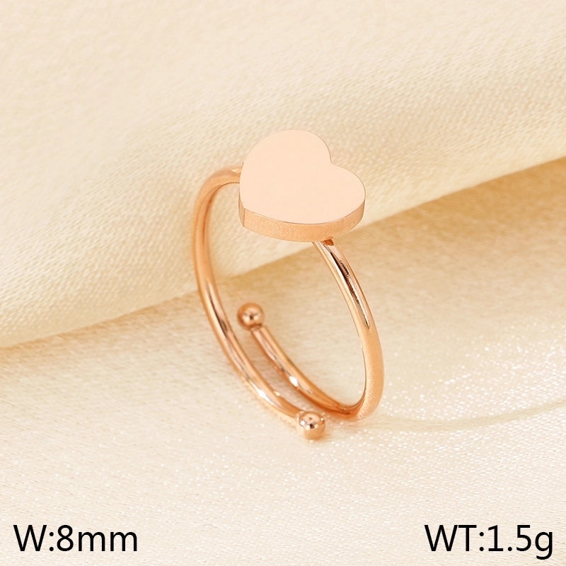 Vintage Style Heart Shape Bow Knot 304 Stainless Steel 18K Gold Plated Open Rings