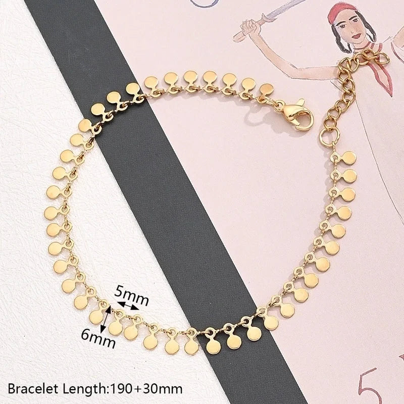 Casual Modern Style Minimalist Round Oval Simple 304 Stainless Steel 18K Gold Plated Handmade Polishing Plating Jewelry Set