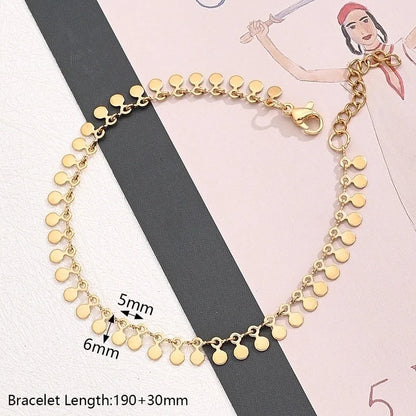 Casual Modern Style Minimalist Round Oval Simple 304 Stainless Steel 18K Gold Plated Handmade Polishing Plating Jewelry Set