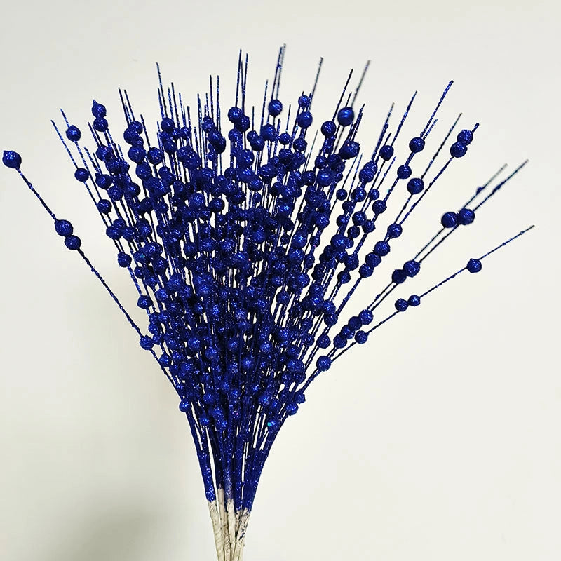 Christmas Decorations 43cm 12 Fork Gold Powder Ball Christmas Tree Garland Rattan Sequins Simulation Berry Branches Bundle