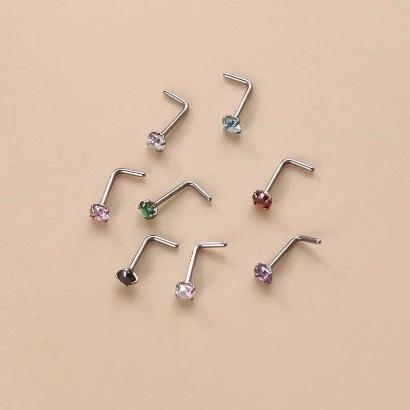 1 Piece Nose Rings & Studs Fashion Geometric 316L Stainless Steel Zircon