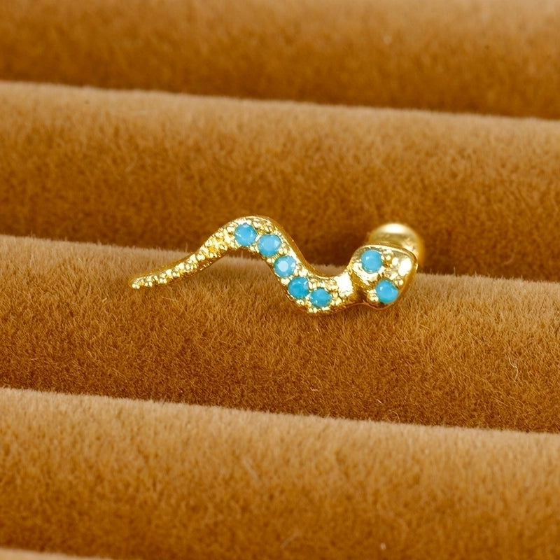 1 Piece Minimalist Geometric Flower Snake Plating Inlay Stainless Steel Rhinestones Earrings