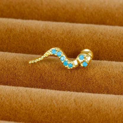 1 Piece Minimalist Geometric Flower Snake Plating Inlay Stainless Steel Rhinestones Earrings