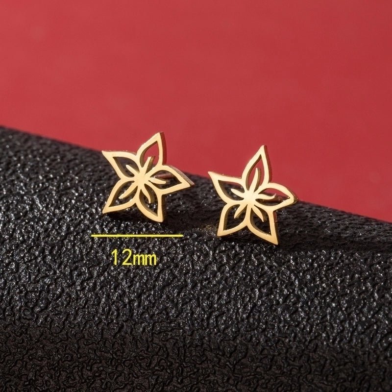1 Pair Cute Minimalist Dog Cat Flower Polishing Hollow Out 304 Stainless Steel 18K Gold Plated Ear Studs
