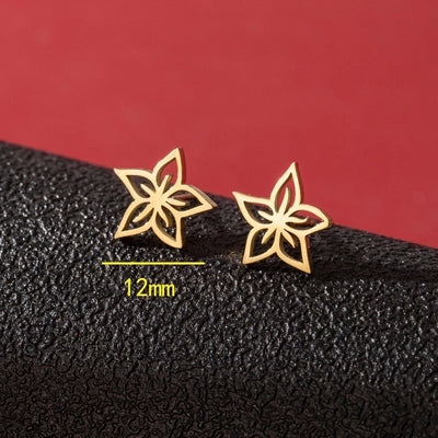1 Pair Cute Minimalist Dog Cat Flower Polishing Hollow Out 304 Stainless Steel 18K Gold Plated Ear Studs