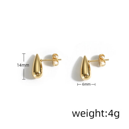 1 Pair Minimalist Water Droplets Plating 304 Stainless Steel 18K Gold Plated Ear Studs