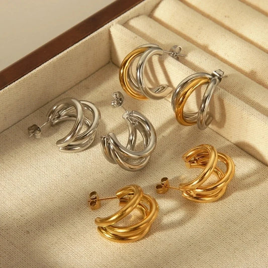 1 Pair Minimalist Classic Style C Shape Plating 304 Stainless Steel 18K Gold Plated Ear Studs