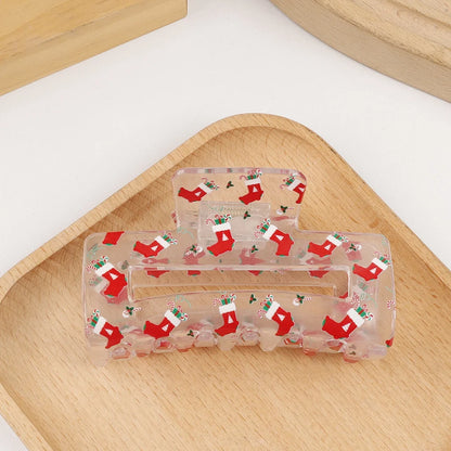 2 Pieces Christmas Transparent Claw Clip Gingerbread Man Christmas Tree Pattern Hair Clip Atmosphere Shark Clip Hair Accessory