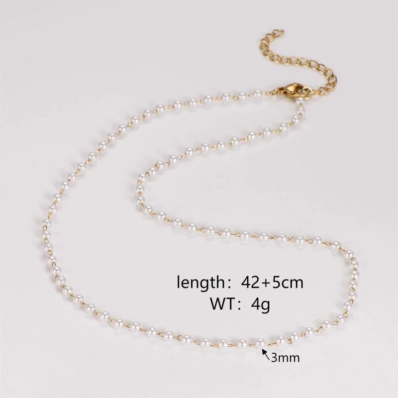 Casual Minimalist Classic Style Round 304 Stainless Steel Artificial Pearl Necklace
