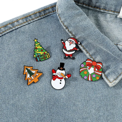 Cute Pin Christmas Tree Santa Claus Snowman Alloy Cartoon Enamel Unisex Brooches
