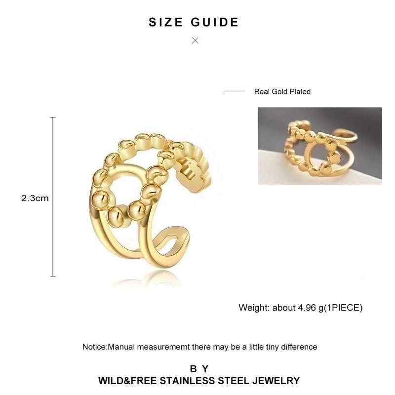 Minimalist U Shape Titanium Steel Plating 18k Gold Plated Open Ring