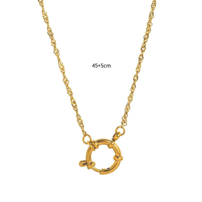 Minimalist Circle Pearl 201 Stainless Steel 304 Stainless Steel Zircon 18K Gold Plated Beaded Inlay Pendant Necklace