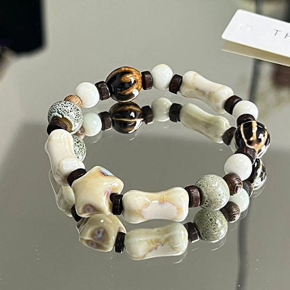 Jingdezhen Ceramic Bracelet New Color-free Women's Summer Student's Antique Beaded Bracelet Small Fresh And Popular